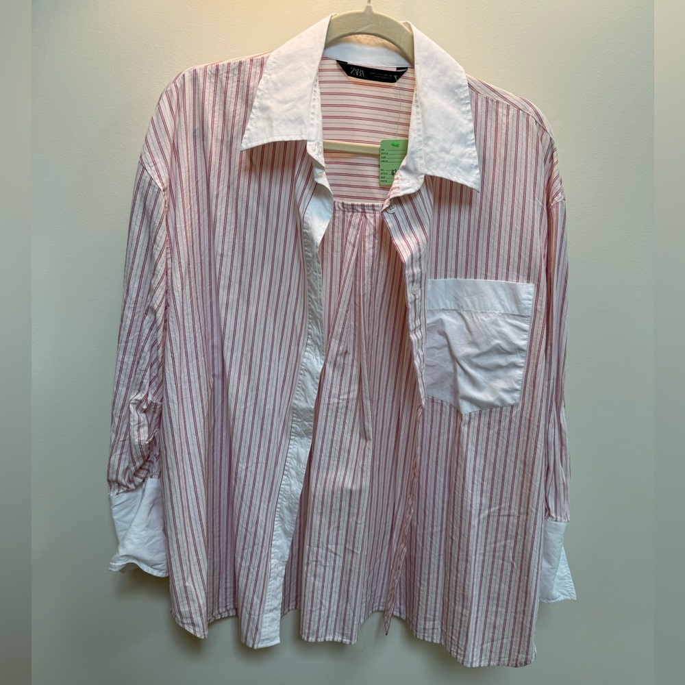 Zara White and Pink Striped Set